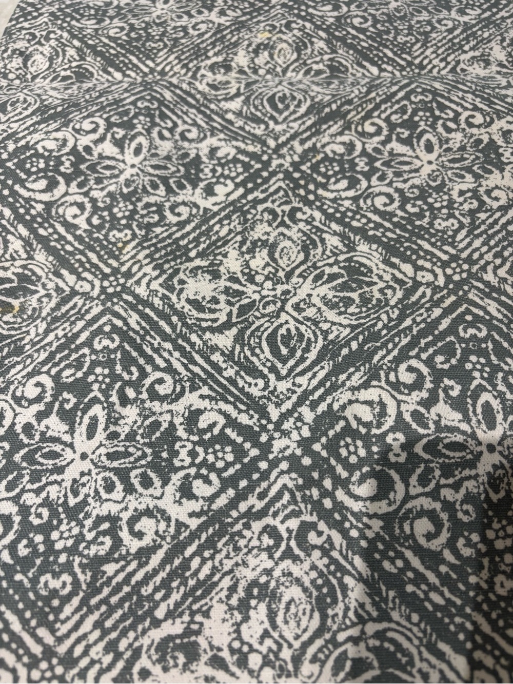 Gray and White Patterned Table Runner